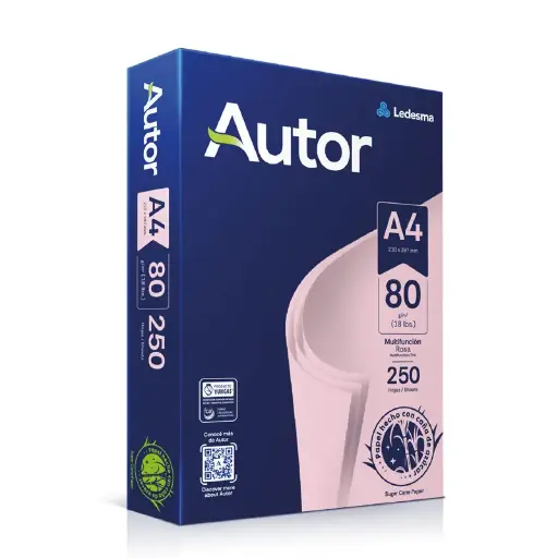 [AUTORA4ROS80] Resma Autor A4 rosa, 80g. 250 Hs.