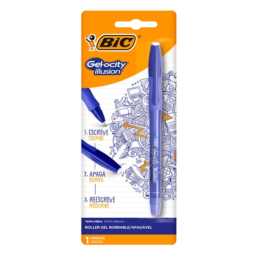 [BICROLLBORR] Roller Bic borrable Gelocity Ilussion azul