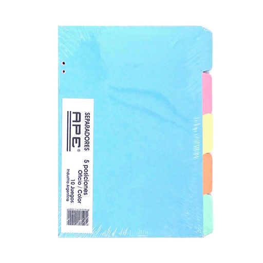 [APESEPOFCO10] Separador Oficio 5 Posiciones Color X10 