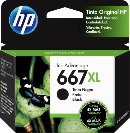 [HPCAR667XLN] CARTUCHO ORIGINAL HP 3YM81AL #667XL, Alto Rendimiento, Negro