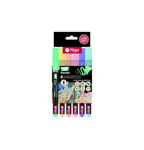 [FILGOPINCPINTX6PAS] Marcador Pincel de Pintura al Agua 1.5 mm Filgo Estuche x 6 Pastel