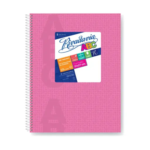 [ABC2127RS60R] Cuaderno Rivadavia ABC espiralado Araña Rosa, 21x27cm. 60 hojas rayadas